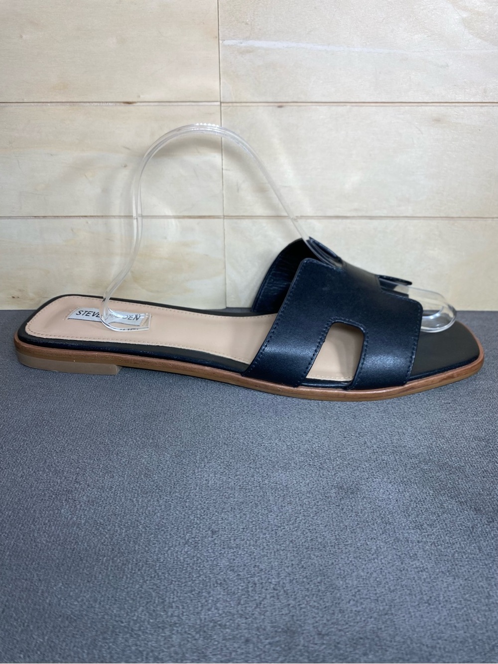 Steve Madden Hadyn Slides Sandals Women's Size 12 Shoes Black Leather Flats M